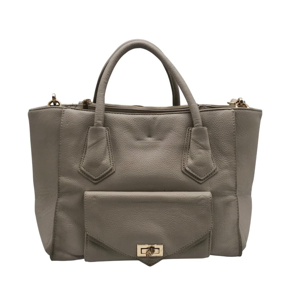 Urban Expression Beige Faux Leather Satchel Bag